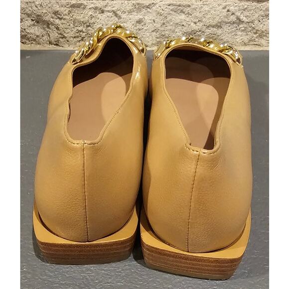 Linea Paolo Natalie Flats, Square Toe Loafer, Square Heel, Gold Chain, Sz 8.5 M - Picture 5 of 9